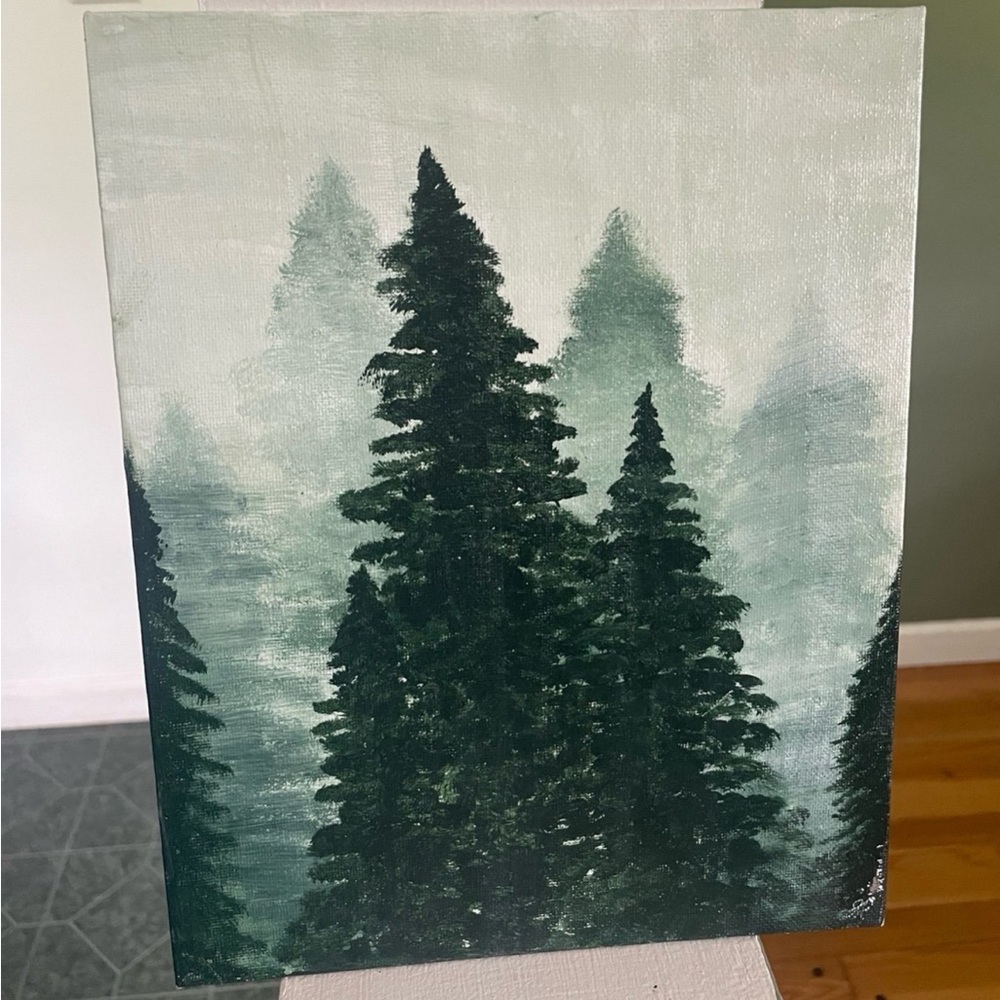 Foggy forest painting